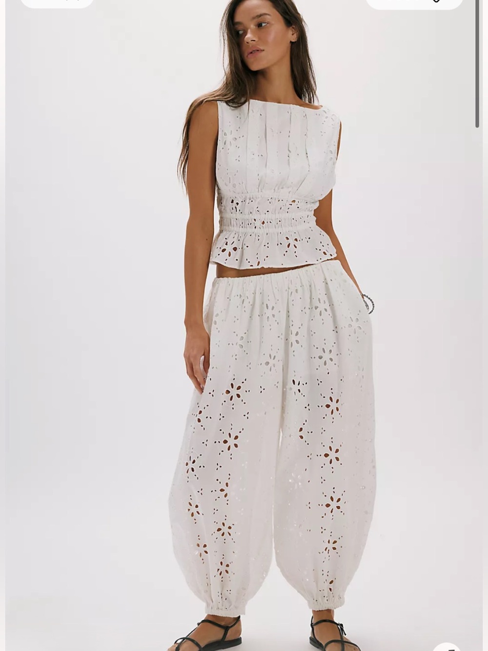Free People Jude Eyelet Pant Set